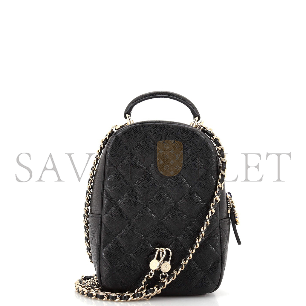 Ch*el classic cc chain pocket backpack quilted caviar mini ap3753 (18*13*9cm)